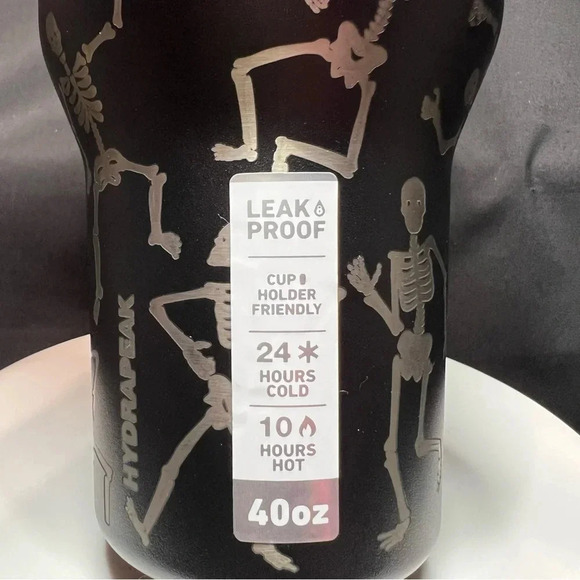 HydraPeak 2024 Stainless Steel Halloween Black & Silver Skeleton 40 OZ. Tumbler - Picture 8 of 12